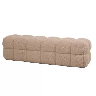   Bouclé Pad / Kárpitozott Design Ülőpad – Krém Szövet, Modern Puff Pad Nappaliba és Előszobába