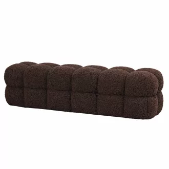   Bouclé Pad / Kárpitozott Design Ülőpad – barna Szövet, Modern Puff Pad Nappaliba és Előszobába