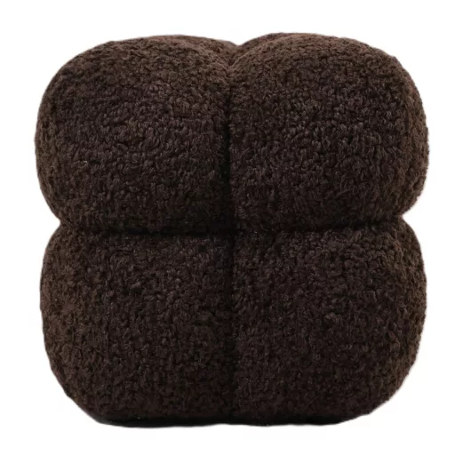 Bouclé Pad / Kárpitozott Design Ülőpad – barna Szövet, Modern Puff Pad Nappaliba és Előszobába