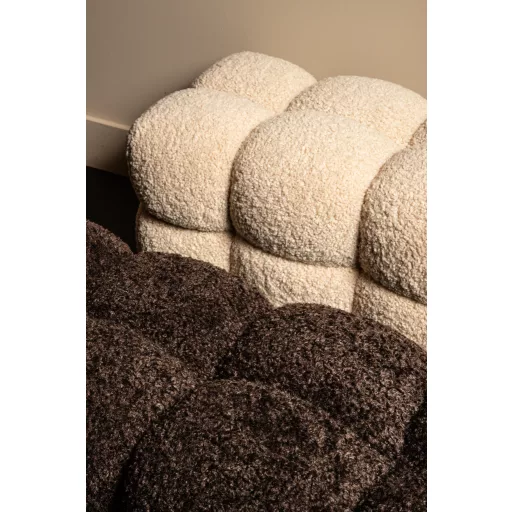 Bouclé Pad / Kárpitozott Design Ülőpad – barna Szövet, Modern Puff Pad Nappaliba és Előszobába