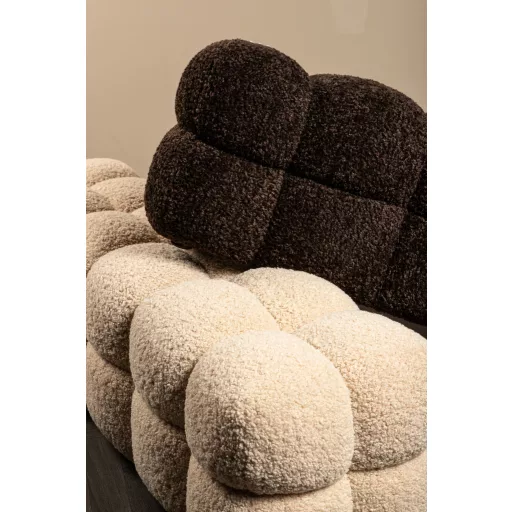 Bouclé Pad / Kárpitozott Design Ülőpad – barna Szövet, Modern Puff Pad Nappaliba és Előszobába