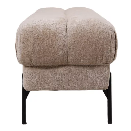 Kárpitozott puff pad beige színben – modern steppelt ülőpad fekete fém lábakkal