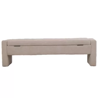   Kárpitozott puff pad beige színben – modern steppelt ülőpad , tároló funkcióval
