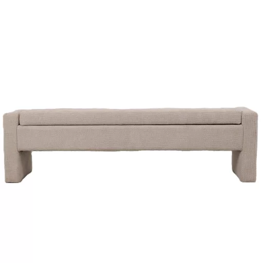Kárpitozott puff pad beige színben – modern steppelt ülőpad , tároló funkcióval
