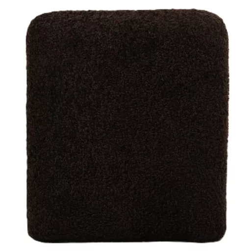 Modern sötétbarna bouclé design fotel – puha teddy kárpitozott lounge fotel nappaliba