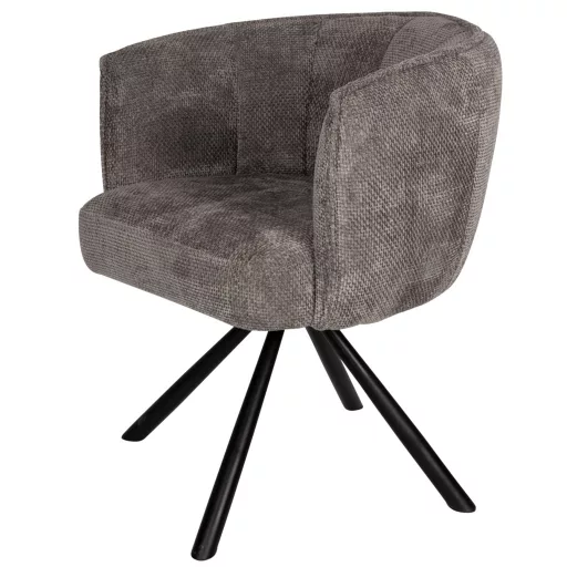 Forgatható design szék – Szürke buklé kárpitozással, fekete lábbal