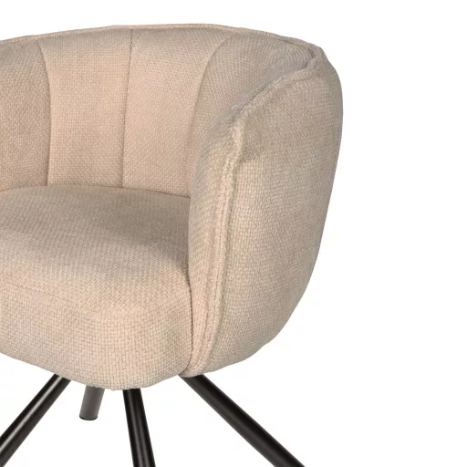 Forgatható design szék – Bézs buklé kárpitozással, fekete lábbal