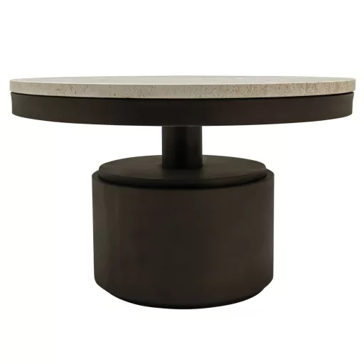 Kerek dohányzóasztal– Márvány lappal, sötétszürke fém talppal 