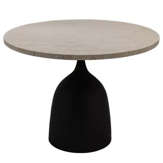   Beige márvány lerakóasztal – modern design kisasztal szoborszerű talppal
