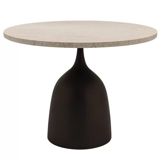 Beige márvány lerakóasztal – modern design kisasztal szoborszerű talppal