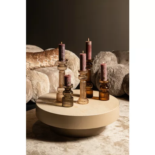 Kerek dohányzóasztal  – Márvány lappal, világos  fém talppal