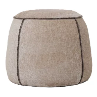   Beige puff puha bútorszövettel – modern textil ülőke dekoratív varrássa