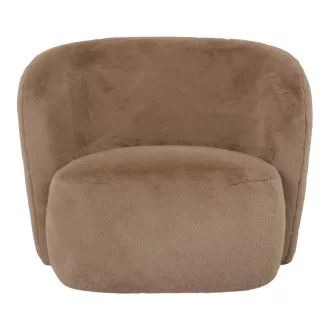   Világosbarna lounge fotel puha textil kárpittal – modern design karosszék