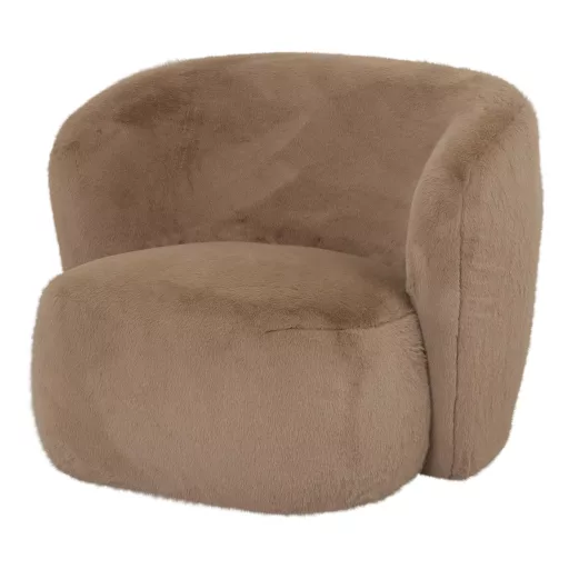 Világosbarna lounge fotel puha textil kárpittal – modern design karosszék