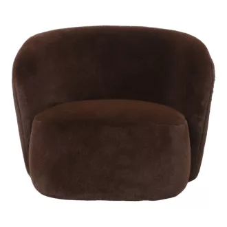   Sötétbarna lounge fotel puha textil kárpittal – modern design karosszék