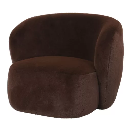 Sötétbarna lounge fotel puha textil kárpittal – modern design karosszék