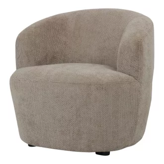   Modern bézs design fotel ívelt háttámlával – kárpitozott lounge fotel nappaliba