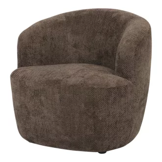   Modern barna design fotel ívelt háttámlával – alacsony kárpitozott lounge fotel nappaliba