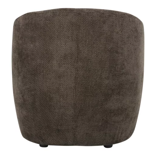 Modern barna design fotel ívelt háttámlával – alacsony kárpitozott lounge fotel nappaliba