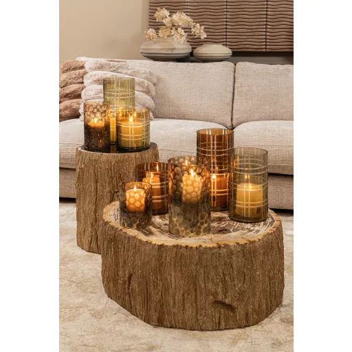 Egyedi fa rönk dohányzóasztal természetes felülettel és masszív megjelenéssel