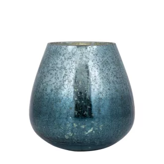   Elegáns türkizkék üveg mécsestartó csillogó felülettel.14.0 x 14.0 x 16.0 cm
