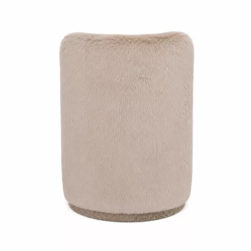 Bouclé kárpitos ülőke teddy beige műszőrme háttámlával – bézs puff 45.0 x 46.0 x 68.0 cm