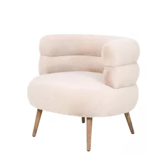   Beige színű lounge fotel fa lábakkal – modern design karosszék