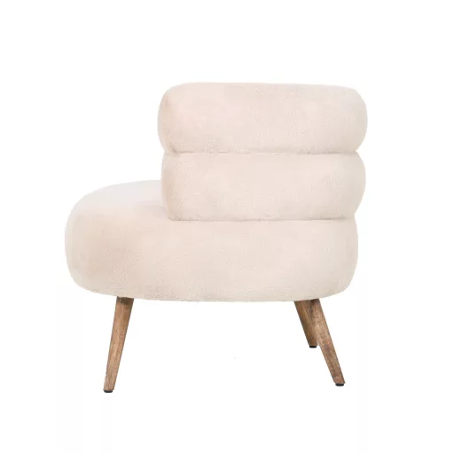Beige színű lounge fotel fa lábakkal – modern design karosszék
