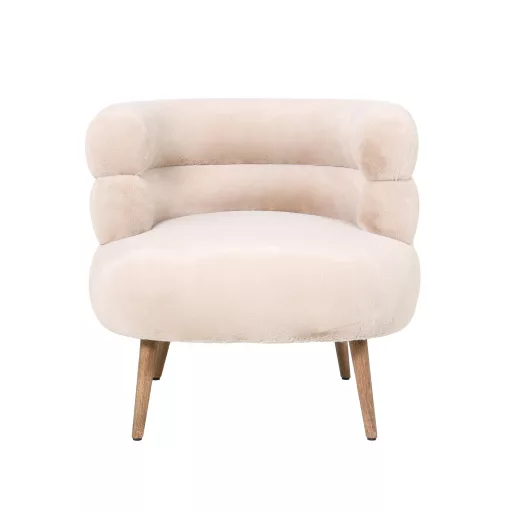 Beige színű lounge fotel fa lábakkal – modern design karosszék