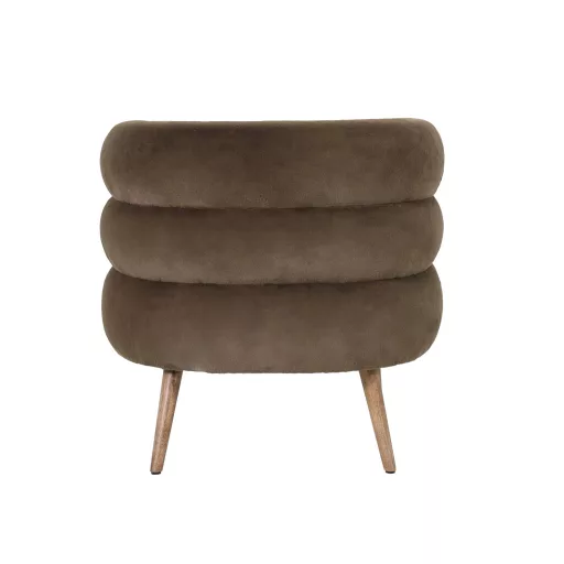Sötétbarna lounge fotel fa lábakkal – modern design fotel