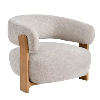   Krém lounge fotel fa vázzal – modern, természetes design karosszék