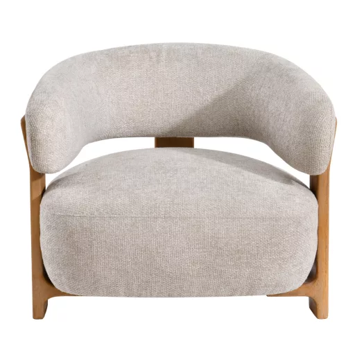 Krém lounge fotel fa vázzal – modern, természetes design karosszék