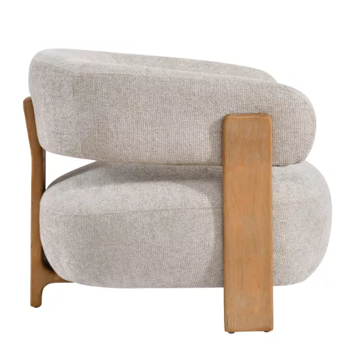 Krém lounge fotel fa vázzal – modern, természetes design karosszék