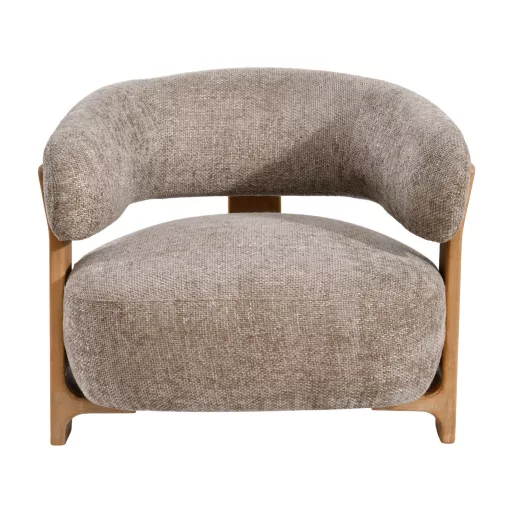 Világos barna lounge fotel fa vázzal – modern, természetes design 