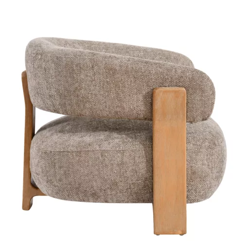 Világos barna lounge fotel fa vázzal – modern, természetes design 