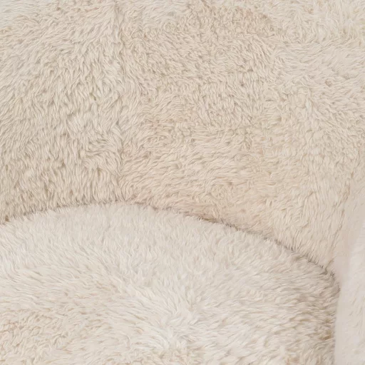 Beige színű lounge fotel puha szőrös kárpittal – modern design karosszék