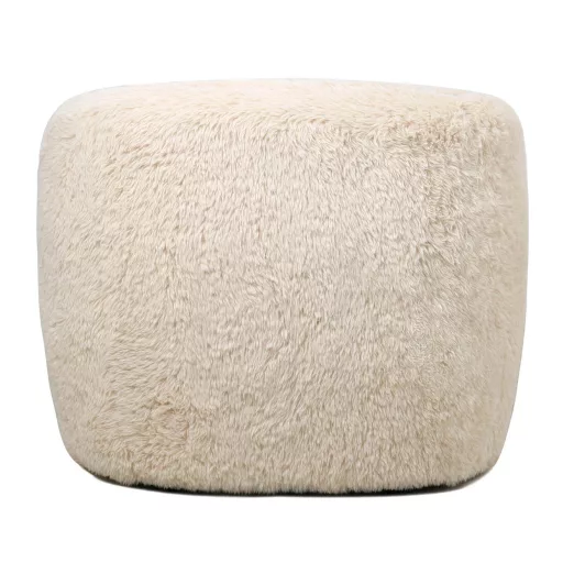 Beige színű lounge fotel puha szőrös kárpittal – modern design karosszék