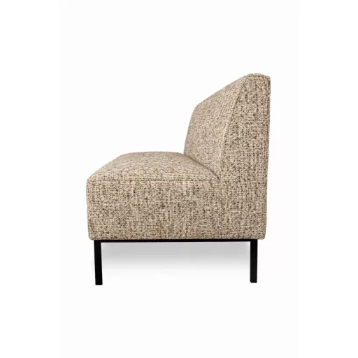 Modern beige-barna  étkezőpad háttámlával – kárpitozott étkező kanapé fekete fém lábbal