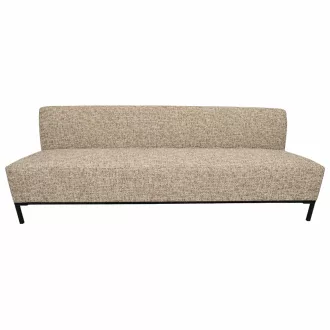   Modern beige étkezőpad háttámlával – kárpitozott étkező kanapé fekete fém lábbal