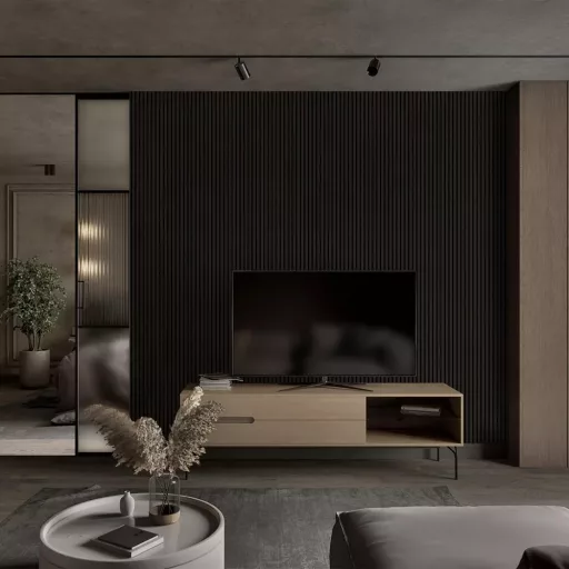 Fekete lamella falpanel – modern 3D design falburkolat beltérre