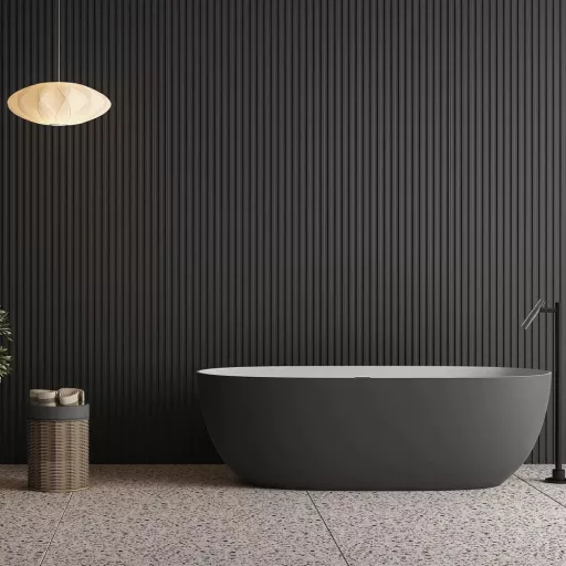 Fekete lamella falpanel – modern 3D design falburkolat beltérre