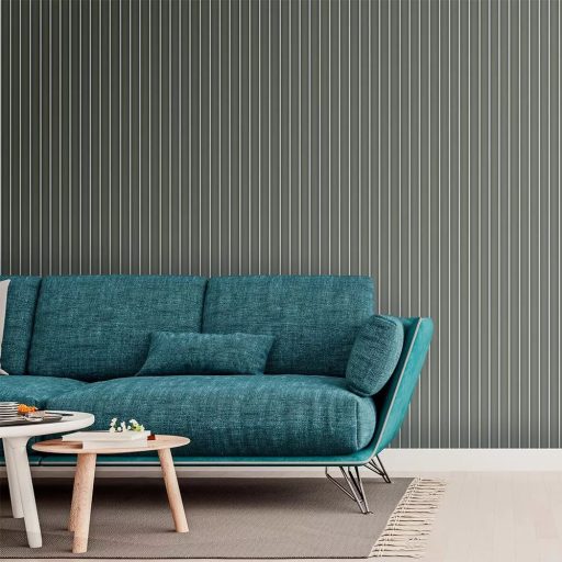 Champagne ezüst fémhatású 3D hullámos falpanel díszcsíkokkal