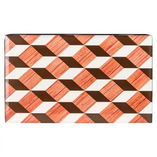 Elegáns, üvegből készült díszdoboz geometriai mintázattal 