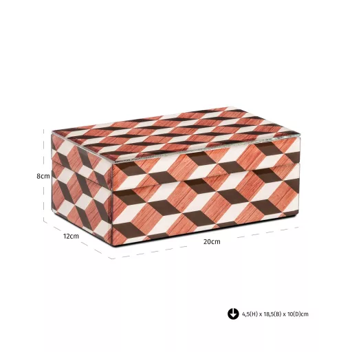 Elegáns, üvegből készült díszdoboz geometriai mintázattal 
