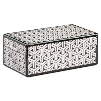   Elegáns, üvegből készült díszdoboz geometriai mintázattal