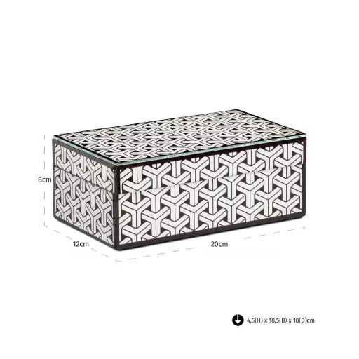 Elegáns, üvegből készült díszdoboz geometriai mintázattal
