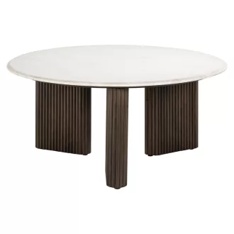   Luxus kerek dohányzóasztal a márvány kifinomultságával és a mangófa természetes melegségével  42x90x90 cm