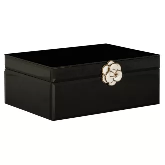   Letisztult, modern ékszerdoboz dekoratív virág fogantyúval ,praktikus megoldás ékszerek rendszerezésére 10x20x25 cm