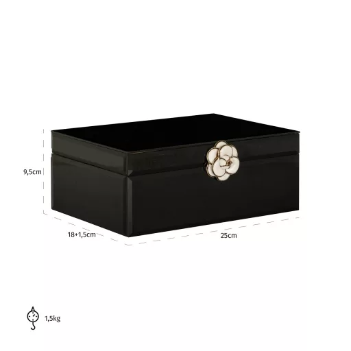 Letisztult, modern ékszerdoboz dekoratív virág fogantyúval ,praktikus megoldás ékszerek rendszerezésére 10x20x25 cm