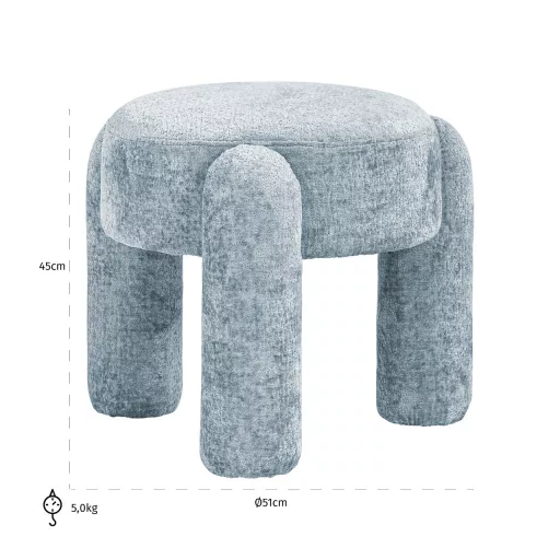 Modern, letisztult puha zsenília puff, amely stílusos és praktikus kiegészítője bármely enteriőrnek. Ideális ülőhelyként vagy dekorációs elemként.45X47X45cm